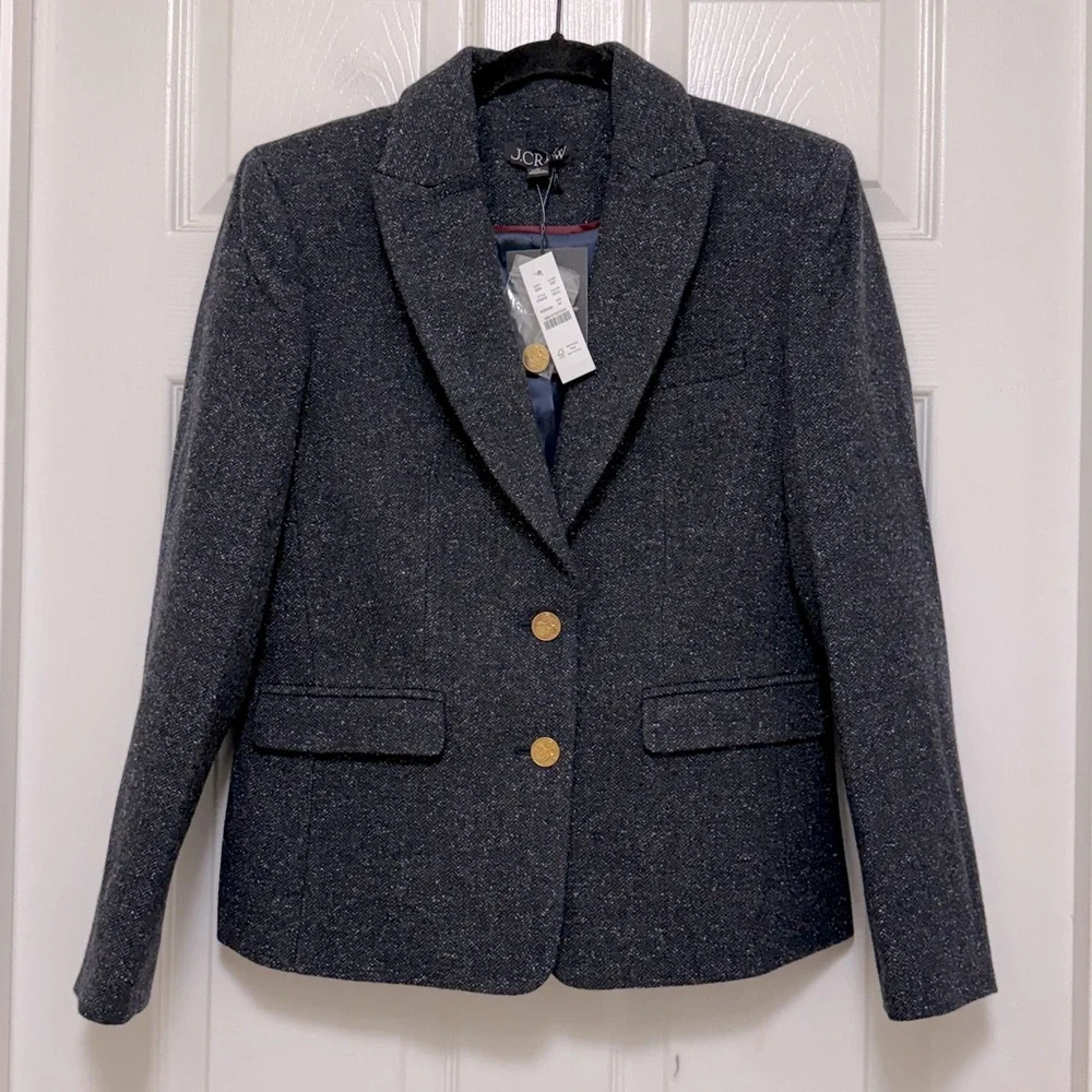 NWT J.Crew École Blazer in Herringbone Wool Blend